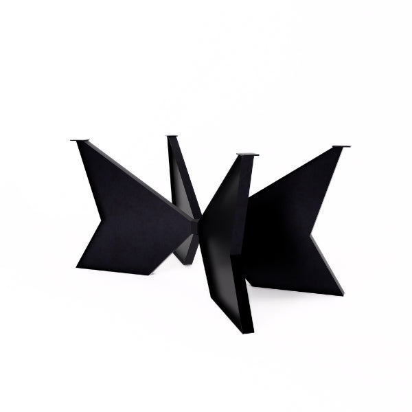 Aquila dining table leg – black butterfly-shaped object on a white background