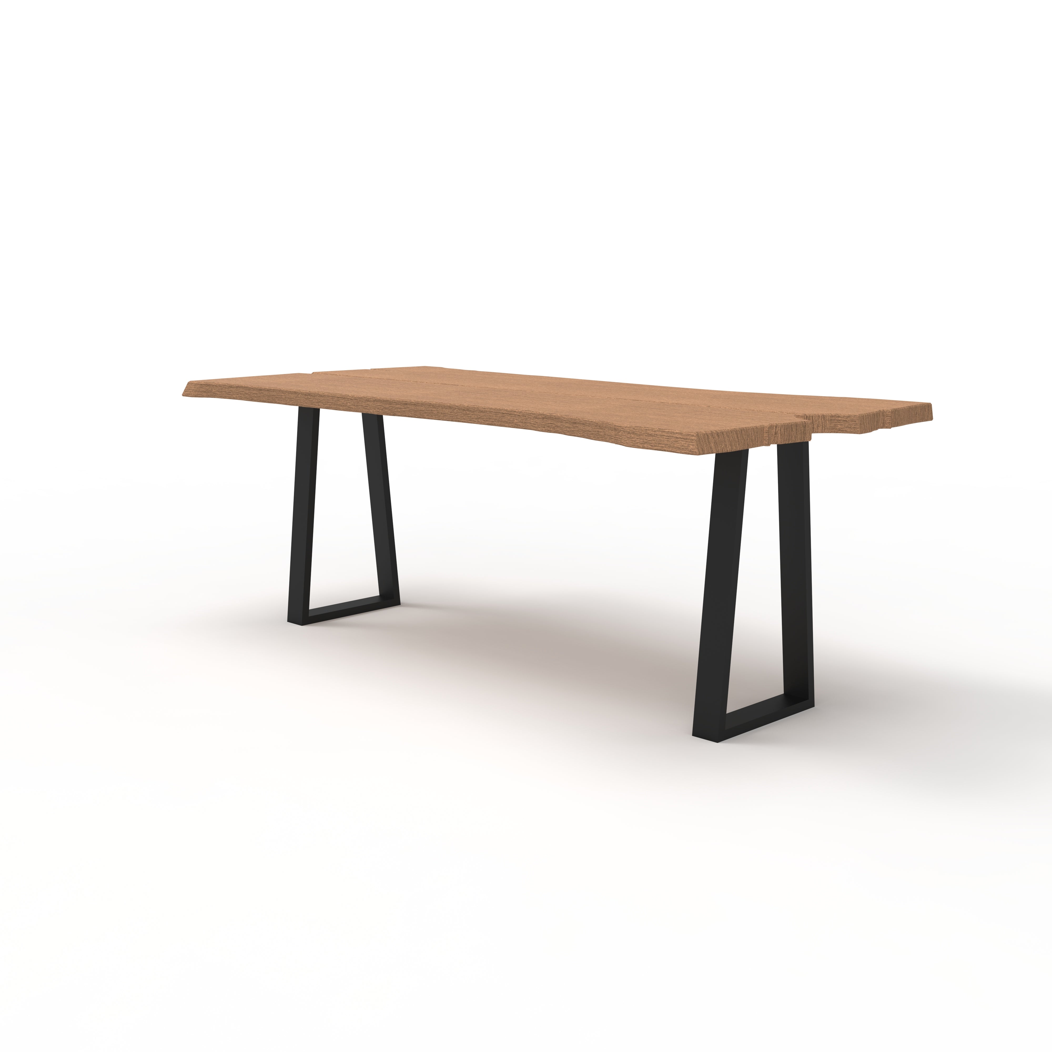 Aspen dining table with wooden top and black metal legs on a white background