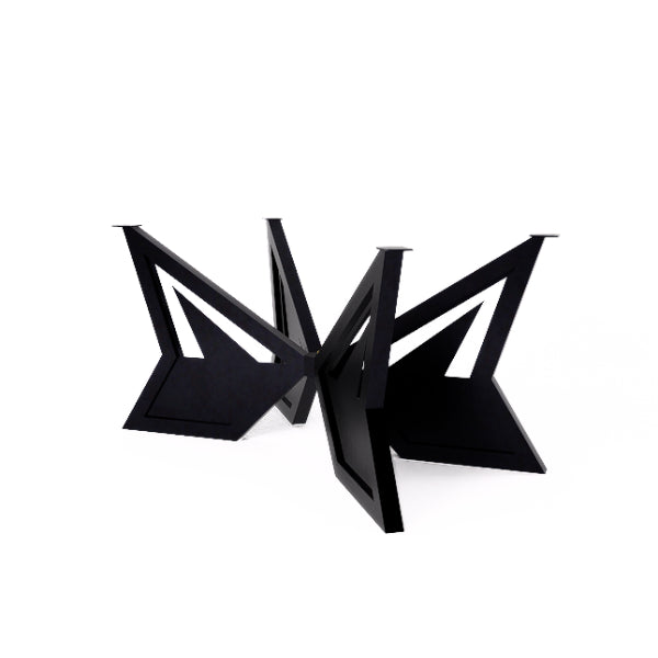 Capella dining table leg – black geometric sculpture on a white background