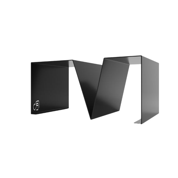 Mirage Coffee Table — Modern black metal coffee table with a unique design on a white background.