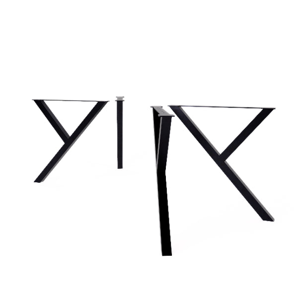 Serene dining table with black metal legs on a white background