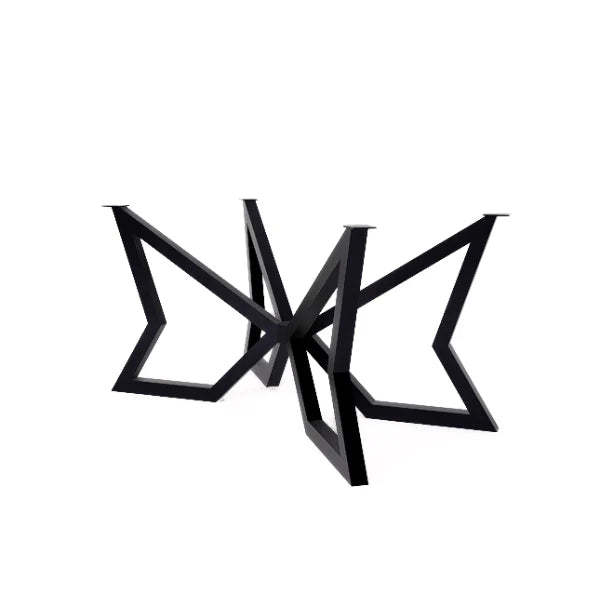 Antares Dining Table Leg with angular symmetry and architectural steel construction, displayed on a white background.

