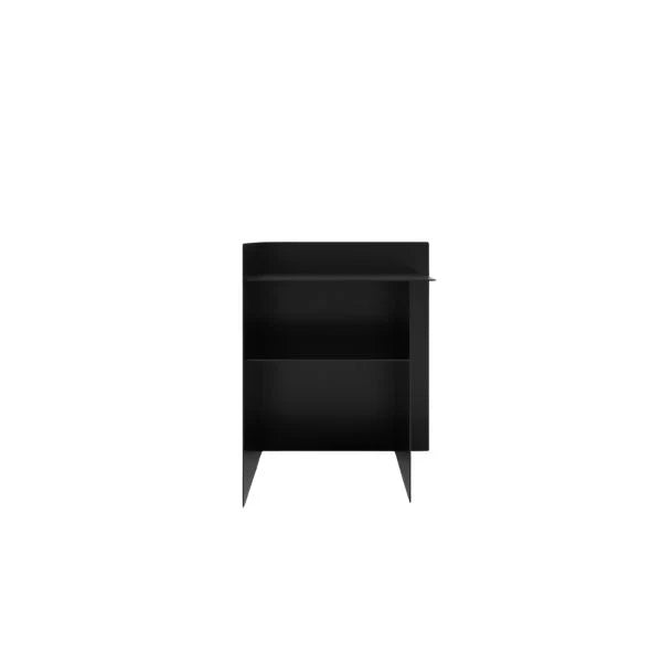 Connor Side Table (Left Hand) in industrial-style black metal with reverse design, shown on a white background.


