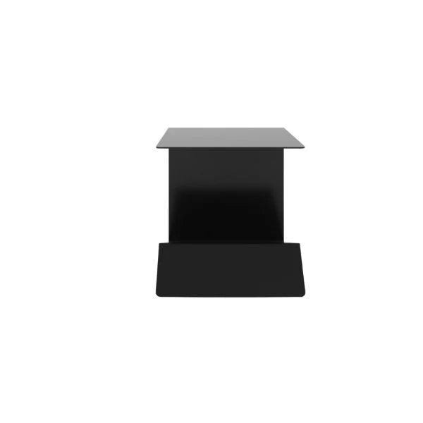 Fawn Side Table with soft geometric shape in solid metal, finished in matte black on a white background.

