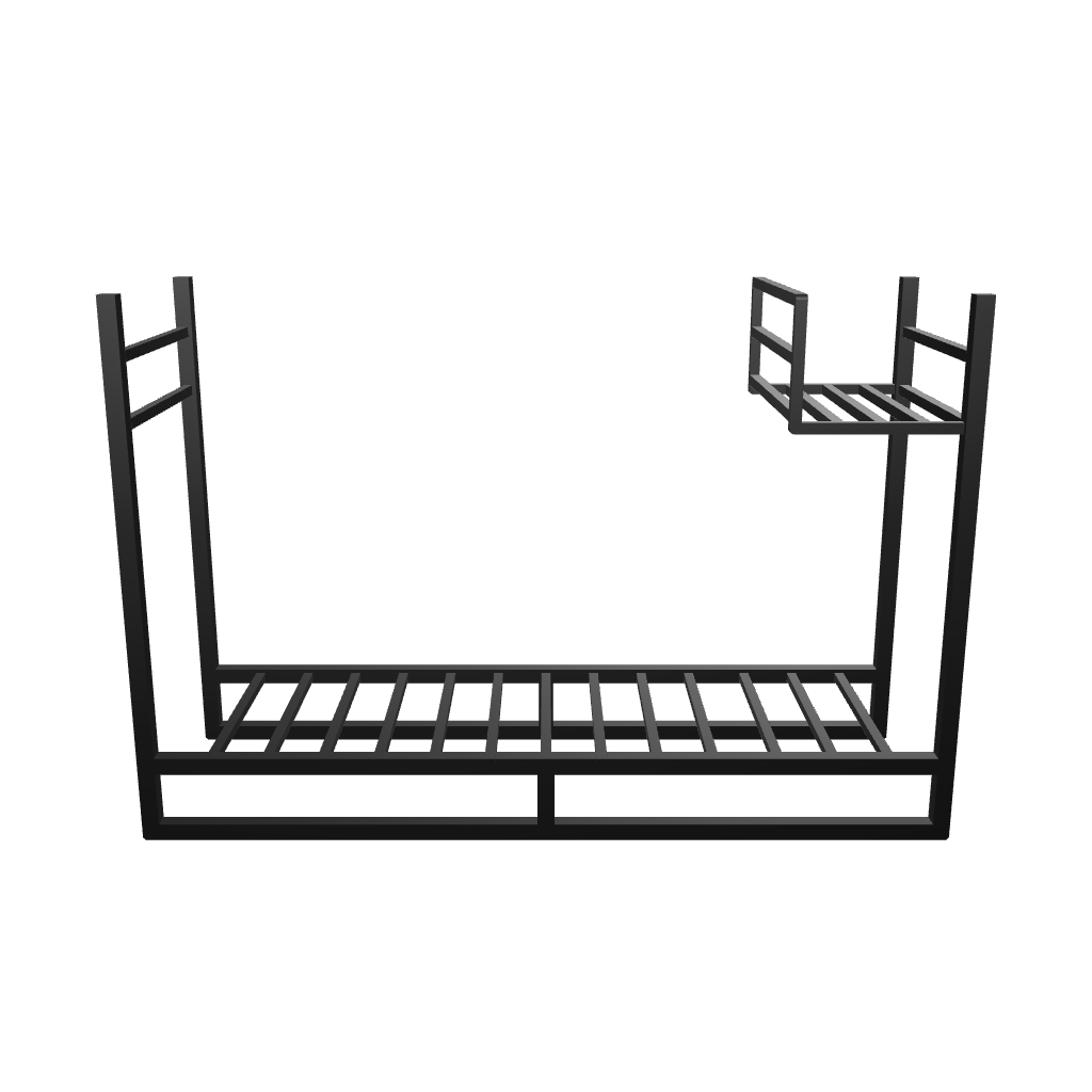 Haven Firewood Holder with open-sided steel frame and minimalist form, presented on a white background.

