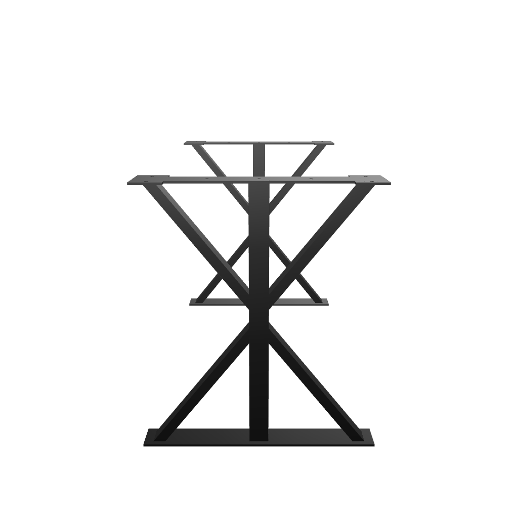 Hourglass Dining Table Leg with sculptural steel silhouette and curved symmetry, isolated on a white background.	