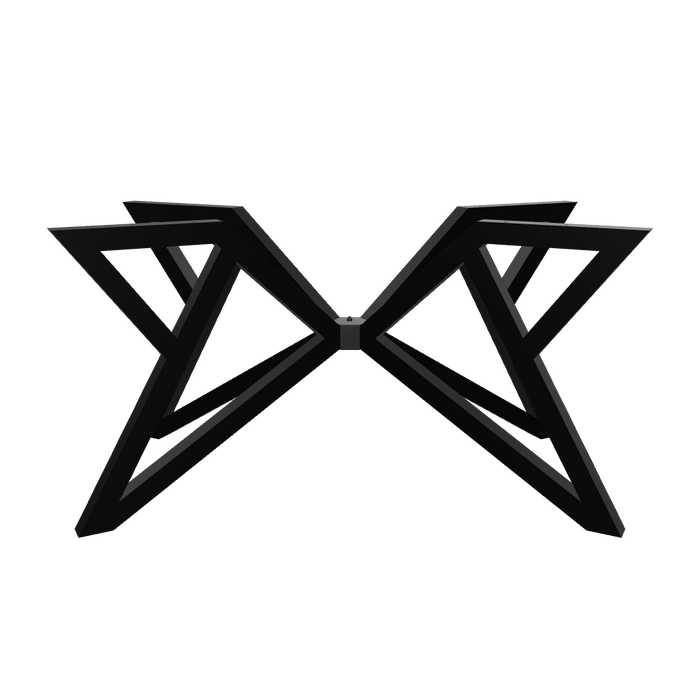 Iris Dining Table Leg with flared triangular shape in matte black steel, shown on a white background.

