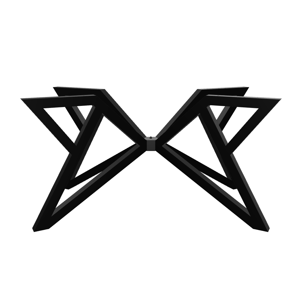 Iris Dining Table Leg with flared triangular shape in matte black steel, shown on a white background.

