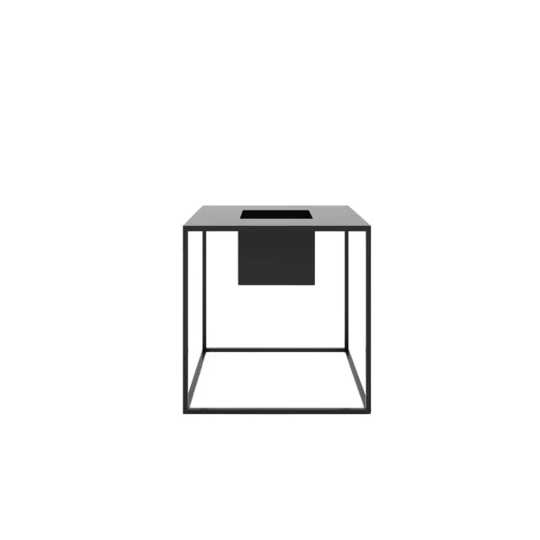 Lazio Plant Stand showcasing clean, vertical lines in powder-coated black metal, displayed on a white background.


