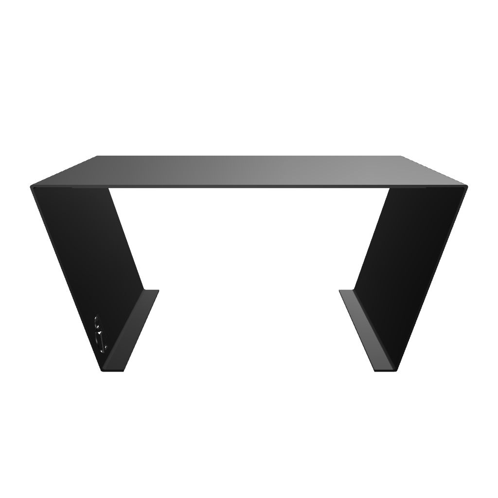 Noir Coffee Table with minimalist black metal construction and clean lines, shown on a white background.	