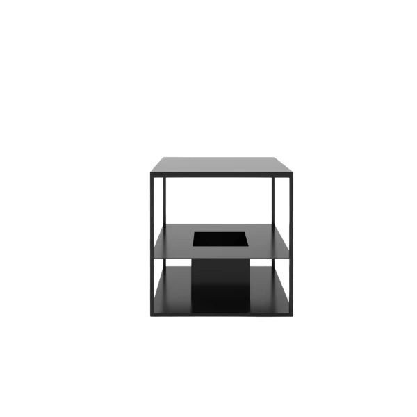 Novara Plant Stand with geometric black steel construction and round platform, isolated on a white background.

