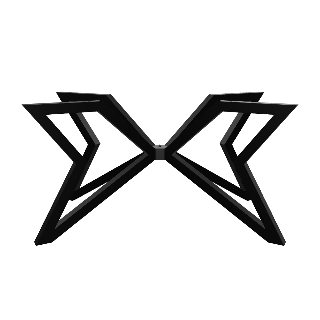 Phoenix Dining Table Leg featuring sharp angles and architectural lines in metal, on a white background.

