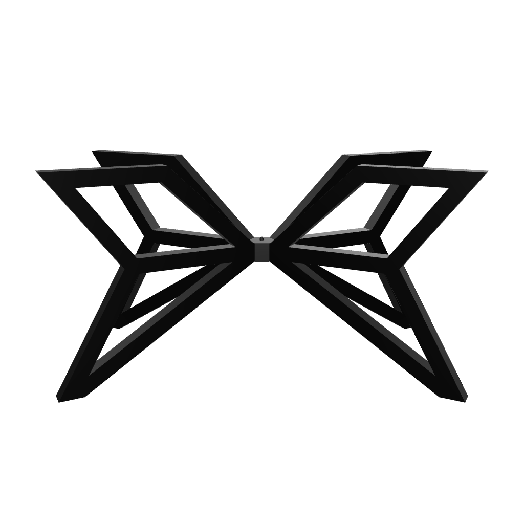 Seraphina Dining Table Leg with intersecting steel bars forming a bold X-pattern, displayed on a white background.

