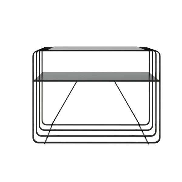 Sierra Console Table featuring a sturdy black steel frame and industrial aesthetic, against a white background.

