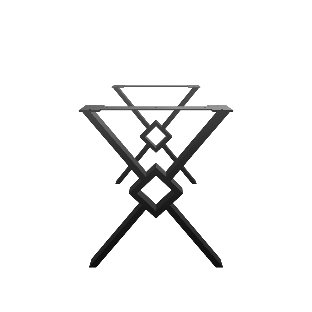 Theodora Dining Table Leg featuring elegant curves and a strong architectural steel design, shown on a white background.

